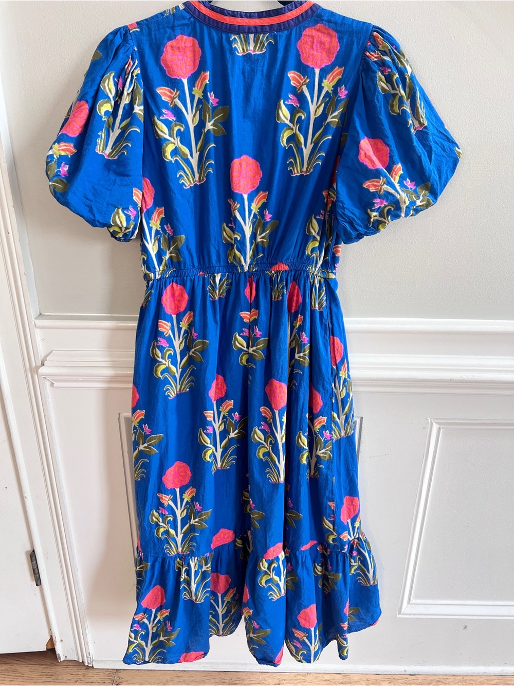 THML Royal Blue Midi Dress with Pink Floral Print - Picture 4 of 7
